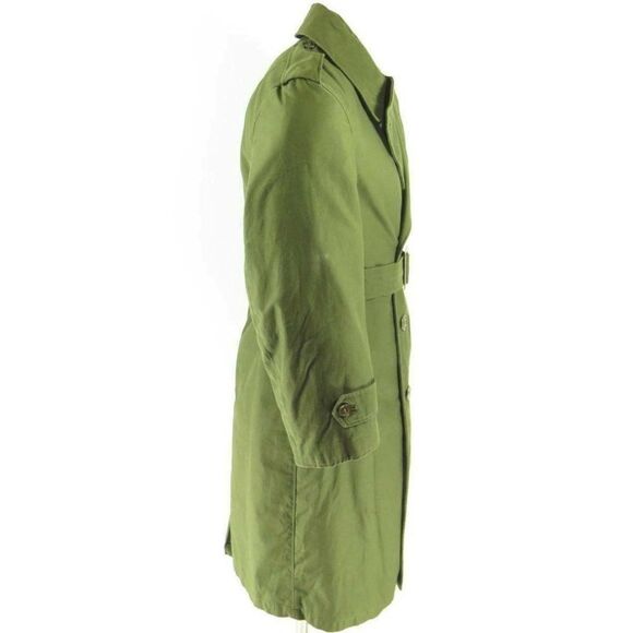 Vintage 50s US Army 107 Coat Overcoat S Short Green Liner Military Korea Belted - Picture 4 of 12